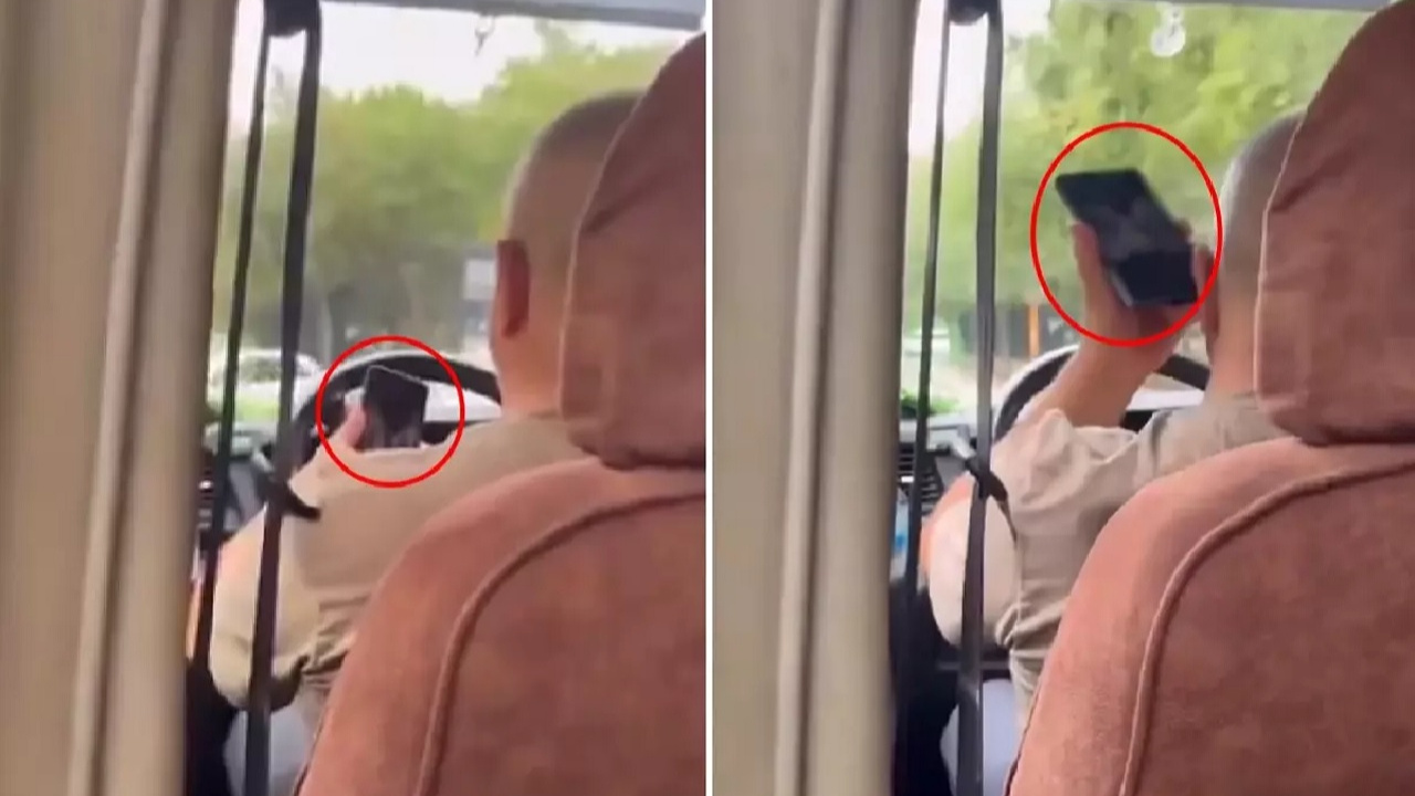 Minibüs şoförü kimseye aldırış etmeden cinsel içerikli film izledi...