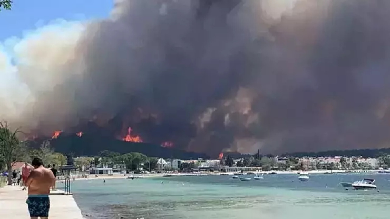 Çanakkale yangını en gözde semti yok etti villalar ve arabalar küle döndü