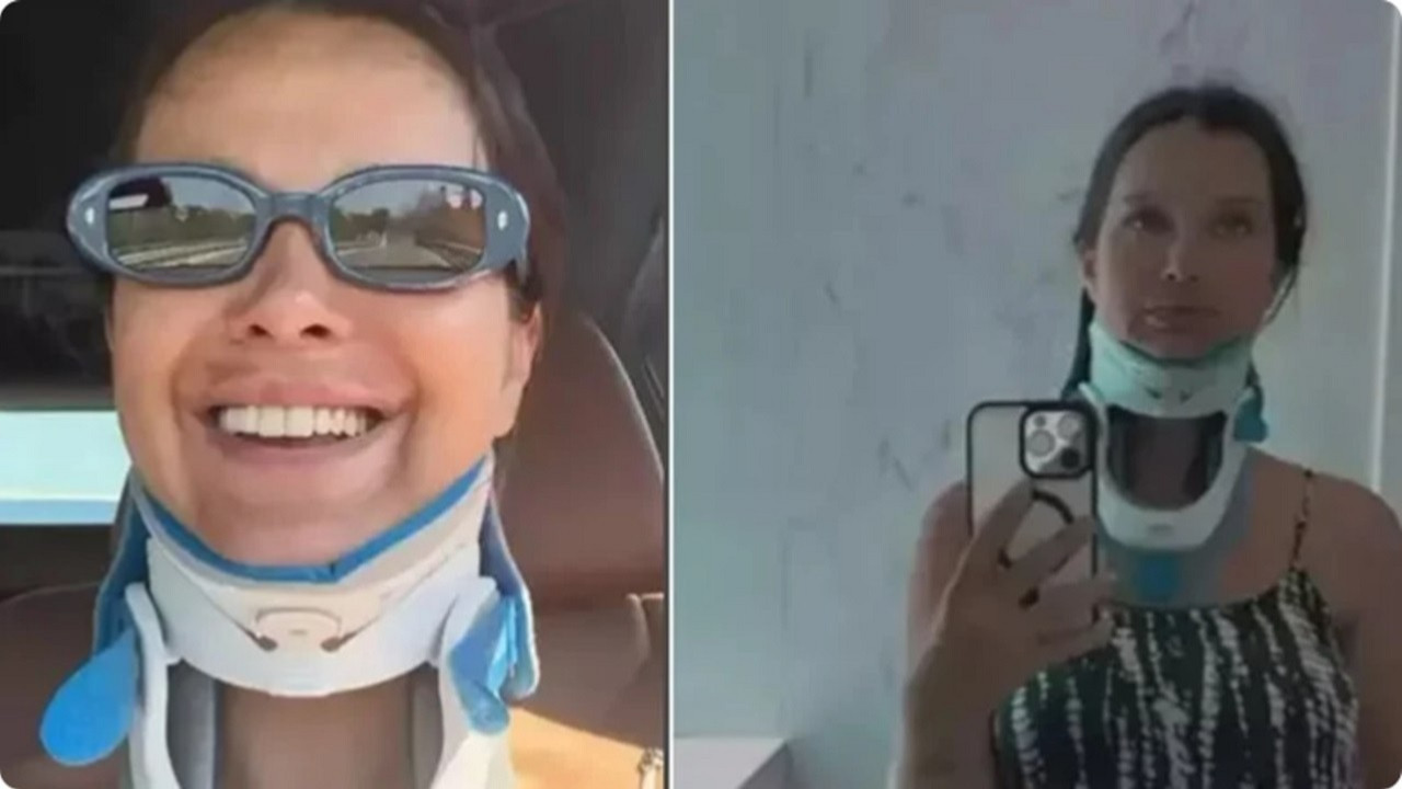 Kaza sonrası ilk kez görüntülendi! İrem Helvacıoğlu düğüne boyunlukla geldi...