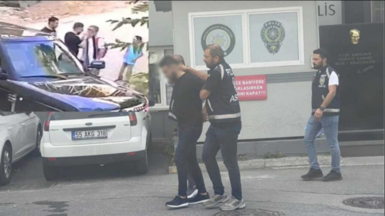 Çocuklarının yanında babalarına tokat atan maganda tutuklandı