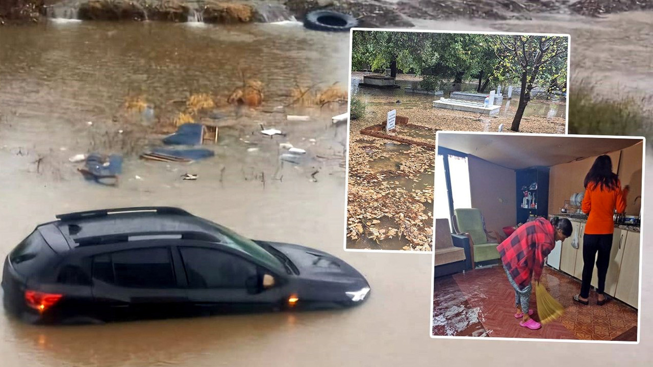 Muğla'da sağanak yağmur hiç durmuyor! Mezarlıklar bile su altında kaldı