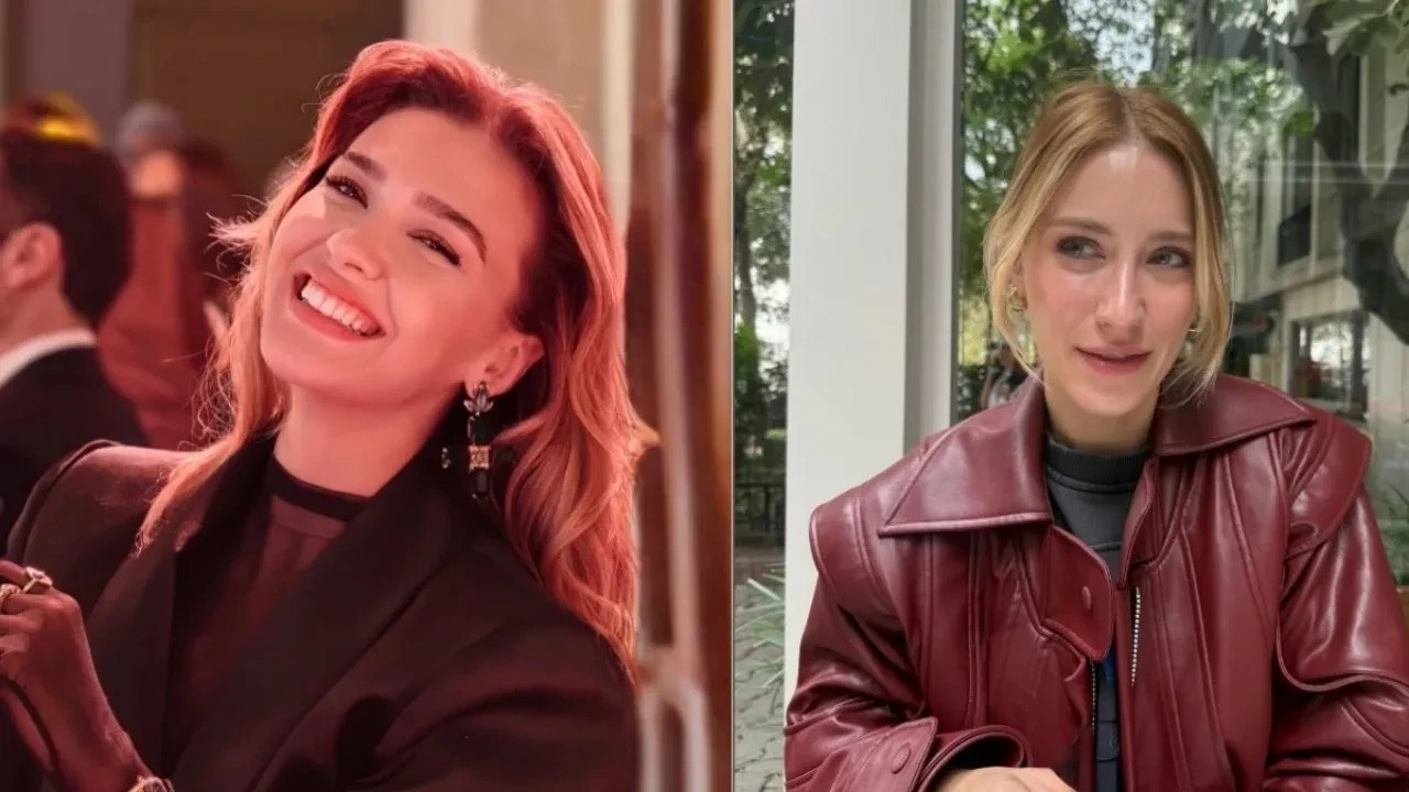 Hazal Kaya ve Melisa Döngel usta oyuncunun yanında poz vermek için savaştı