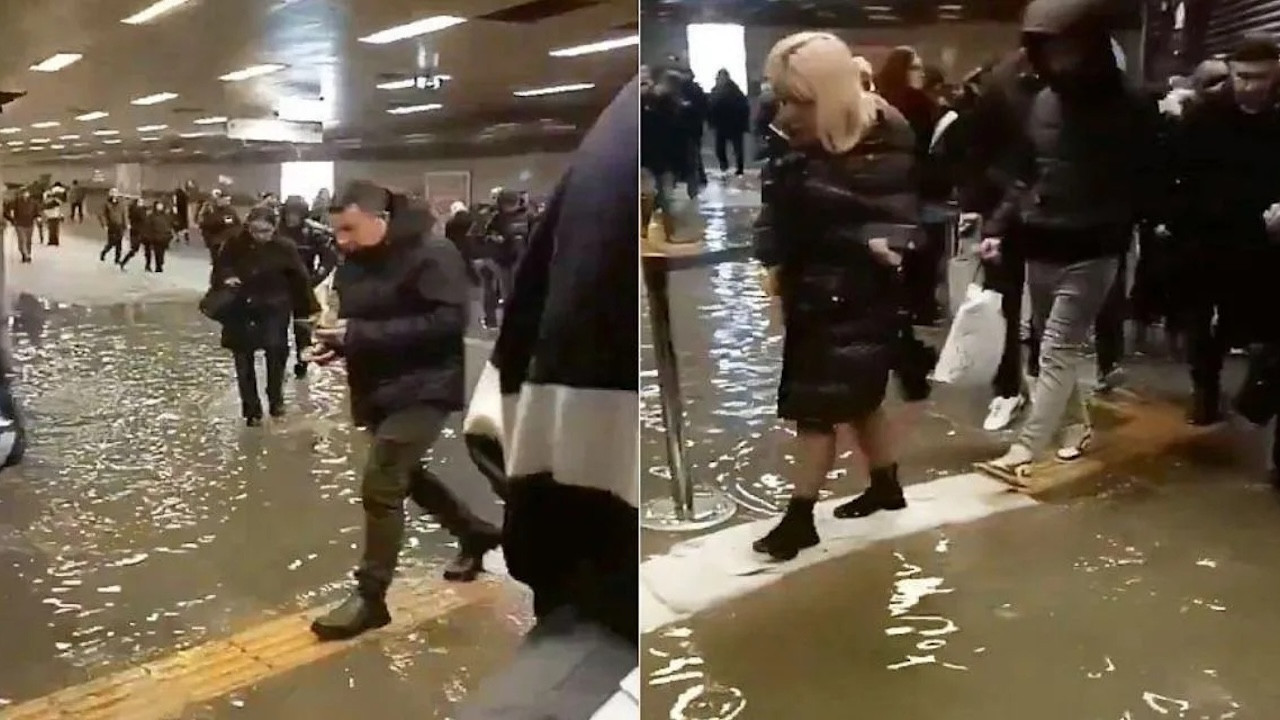 Mecidiyeköy metro istasyonunu su bastı! Vatandaşın zor anları kameralara yansıdı