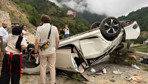 Giresun'da kontrolden çıkan araç 10 metre yükseklikten düştü
