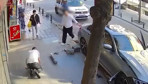 Araçla esnafa çarptı, ilk önce arabadaki hasarı kontrol etti