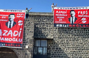 Diyarbakır surlarına asılan ‘Azadî İmamoğlu’ pankartına gözaltı