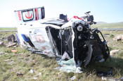 Kars'ta ambulans şarampole devrildi