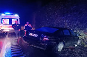 Gümüşhane'de istinat duvarına çarpan otomobildeki 3 kişi yaralandı