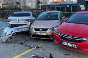 Otoparkta 8 araca çarptı duramadı 5 metre yüksekten uçtu