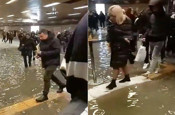 Mecidiyeköy metro istasyonunu su bastı! Vatandaşın zor anları kameralara yansıdı