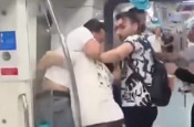 Marmaray'da tekme ve yumruklu kavga