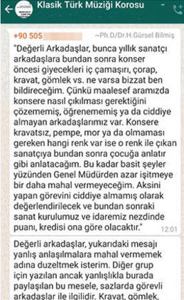 Koro müdürü Gürsel Bilmiş'in attığı ‘iç çamaşırlı’ mesaj ortalığı karıştırdı - Resim: 0