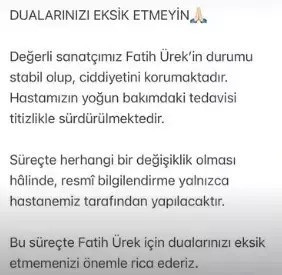 Fatih Ürek'in sağlık durumu nasıl? En yakını açıkladı... - Resim: 0