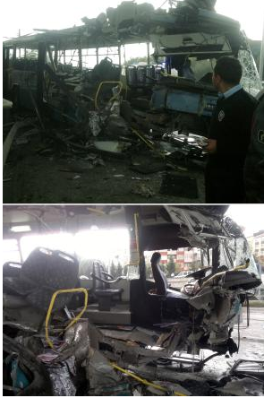 Halk otobüsü kağıt gibi yırtıldı - Resim: 1