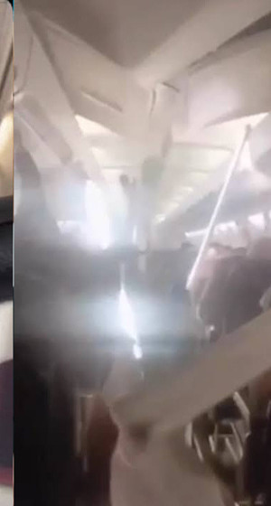 İran'da havada dehşet anları: Motoru arızalanan yolcu uçağının kabin tavanı çöktü