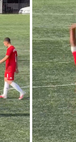 Amatör futbolcunun gol sevinci gündem oldu: Sahada 11 kez takla attı