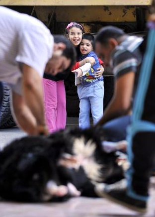 Çocukların gözü önünde kurban kesimi - Resim: 1