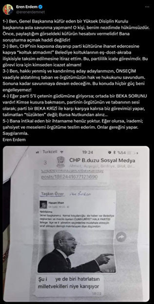 Eren Erdem, CHP Yüksek Disiplin Kurulu Başkanı'nın Kılıçdaroğlu'na küfrünü ifşa etti - Resim: 0