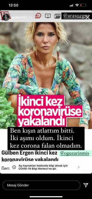 Gülben Ergen'den 'yine korona oldu' haberine isyan: Aşılıyım, bir kere Covid19 oldum! - Resim: 2
