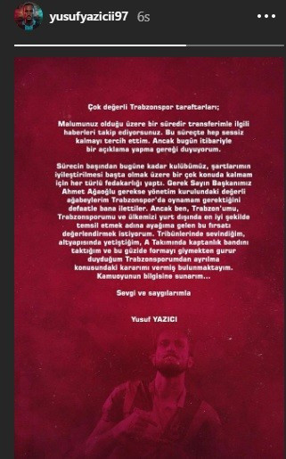 Trabzonspor'da Yusuf Yazıcı ayrılığı duyurdu! - Resim: 0