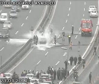 Köprüde otomobil yangını - Resim: 1