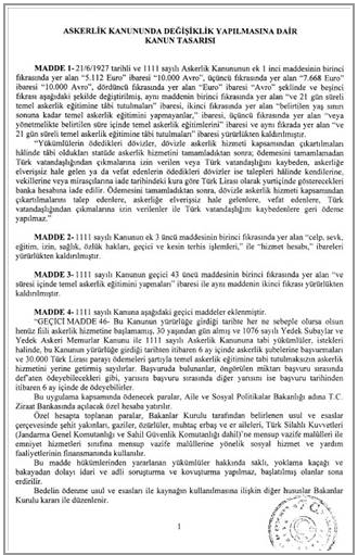 İşte Başbakan'ın imzası ile bedelli tasarısı - Resim: 3