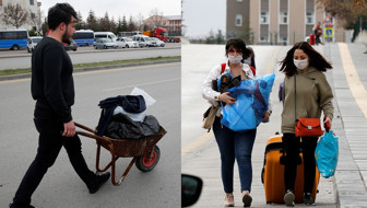 Öğrenciler karantina yurtlarından eşya kurtarma telaşına düştü