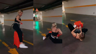 Otoparkta şov yapmaya çalışan İrem Derici fena düştü