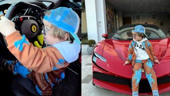 Görüntüler olay oldu! Kenan Sofuoğlu’nun 3 yaşındaki oğlu Ferrari kullandı