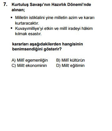 TEOG İnkilap Tarihi ve Atatürkçülük soruları ve cevap anahtarları 2017 tüm kitapçıklara göre - Resim: 4