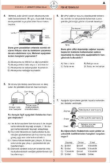TEOG Fen ve Teknoloji soruları ve cevapları yayınlandı - Resim: 1