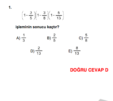 YGS 2014 Matematik sorular ve cevapları ÖSYM açıklama - Resim: 1