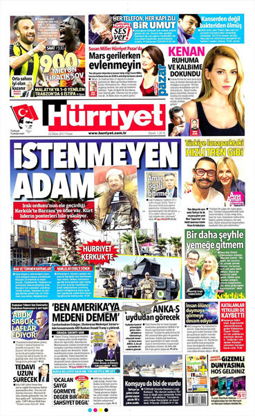 Gazete manşetleri Sözcü - Hürriyet - Fanatik 22 Ekim 2017 - Resim: 1