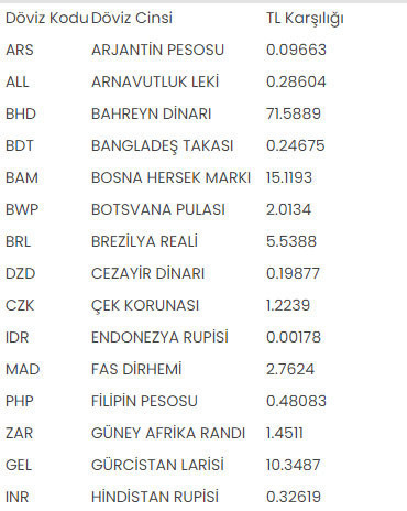TCMB açıkladı! 7 Ağustos alım satıma konu olmayan döviz kurları - Resim: 0