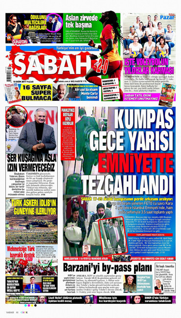 Gazete manşetleri Hürriyet - Fanatik - Sözcü 14 Ekim 2017 - Resim: 2