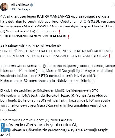 Bakan Yerlikaya duyurdu! Teröristbaşı Karayılan'ın korumalığını yapan terörist etkisiz hale getirildi - Resim: 6