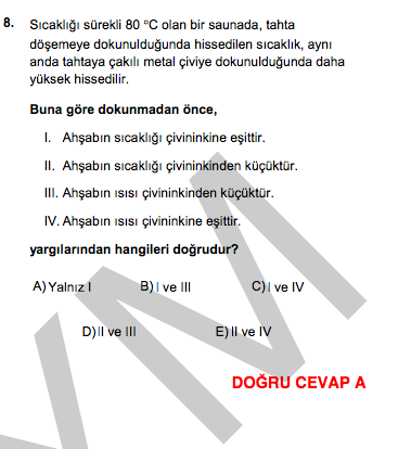 YGS 2014 Fen Bilgisi sorular ve cevapları ÖSYM açıklama - Resim: 2