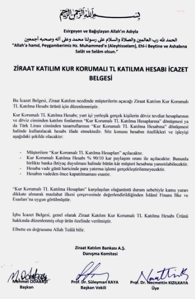 Ziraat Katılım kur korumalı hesaplara dini "İcazet Belgesi" aldı Bazı ilahiyatçılar faiz saymıştı - Resim: 0