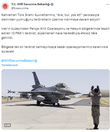 MSB açıkladı! 13 PKK'lı terörist etkisiz hale getirildi - Resim: 0