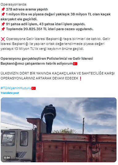 Bakan Yerlikaya duyurdu! 1 milyon litre kaçak akaryakıt ele geçirildi, 13 milyon TL'lik vergi kaybı önlendi - Resim: 1