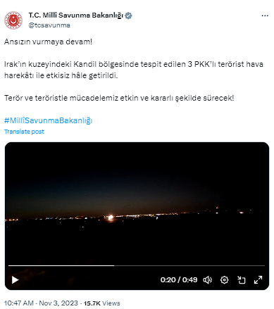 MSB, "Ansızın vurmaya devam!" başlığıyla duyurdu: Kandil'de 3 terörist etkisiz - Resim: 0