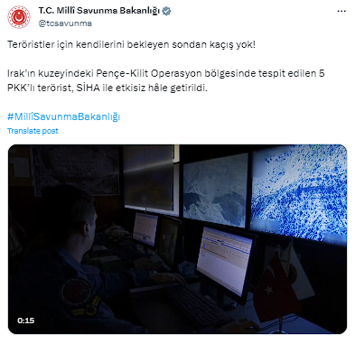 Milli Savunma Bakanlığı: Irak'ın kuzeyinde 5 terörist etkisiz hale getirildi - Resim: 0