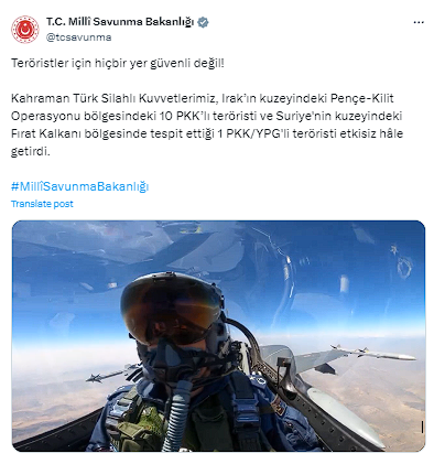 Milli Savunma Bakanlığı görüntülerle duyurdu: 11 PKK'lı terörist etkisiz hale getirildi - Resim: 0