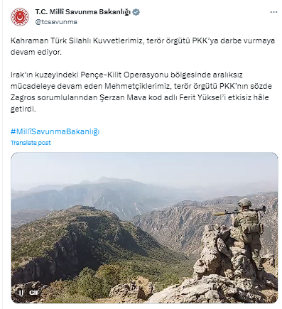 PKK'nın sözde Zagros sorumlularından Ferit Yüksel etkisiz hale getirildi - Resim: 0