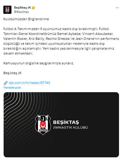 Beşiktaş'ta bomba gelişme! 5 futbolcu kadro dışı bırakıldı - Resim: 0