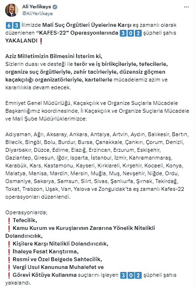 63 ilde düğmeye basıldı! Mali suç örgütlerine operasyon: 302 şüpheli yakalandı - Resim: 0