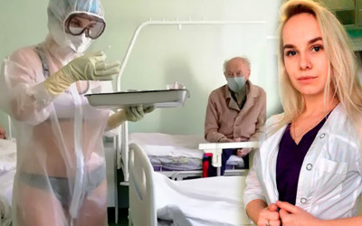 Korona hastalarını bikinisiyle tedavi eden hemşire! Ülkeyi karıştırdı