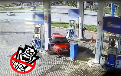 Ankara'da felaketin eşiğinden dönüldü araç akaryakıt istasyonuna daldı