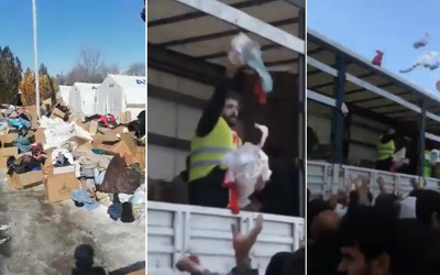 Yardım TIR'ı rezaletleri! Yardımları yola döktüler! Tırın kasasından depremzedelerin üzerine fırlattılar