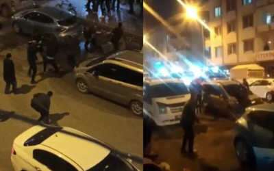 İki grup birbirine girdi, ortalık savaş alanına döndü! Meydan muharebesi gibi kavga kamerada